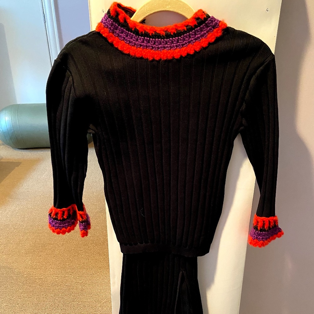 designer black dressy sweater and skirt set